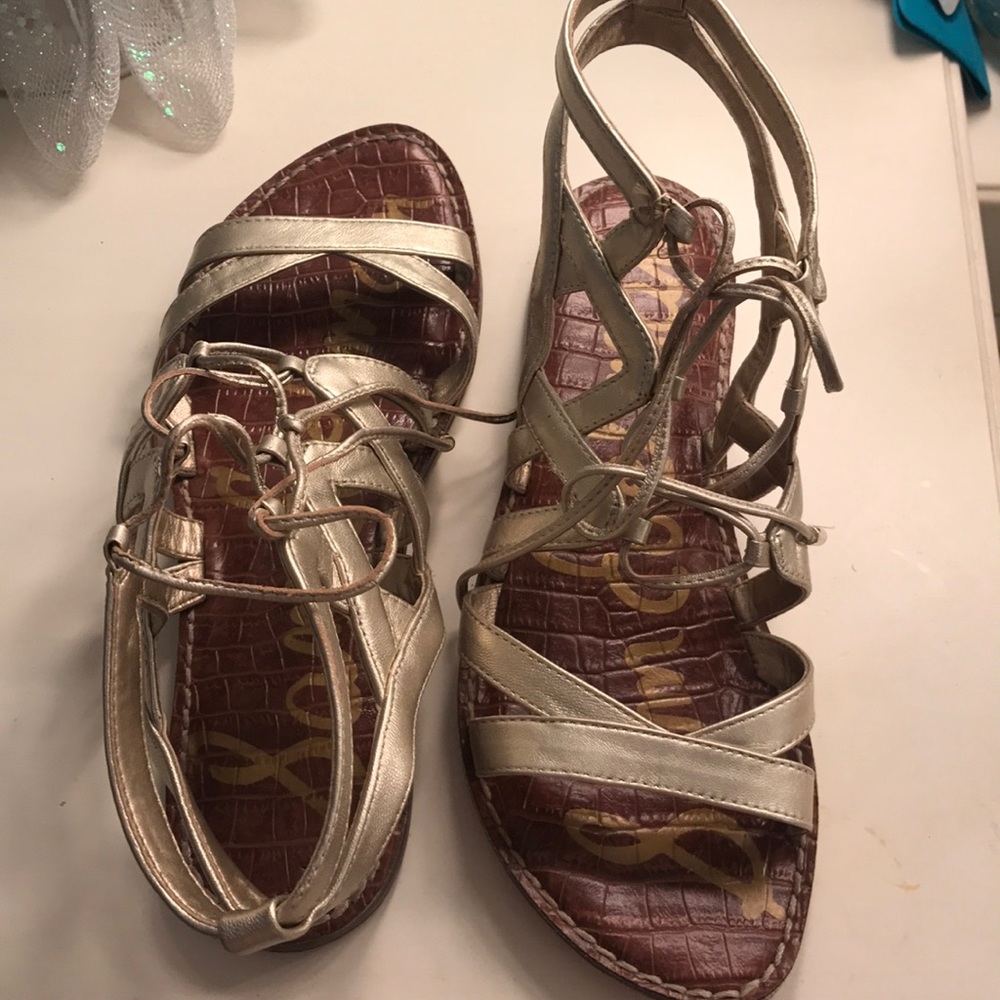 Sam Edelman Lace Up Gold Sandals